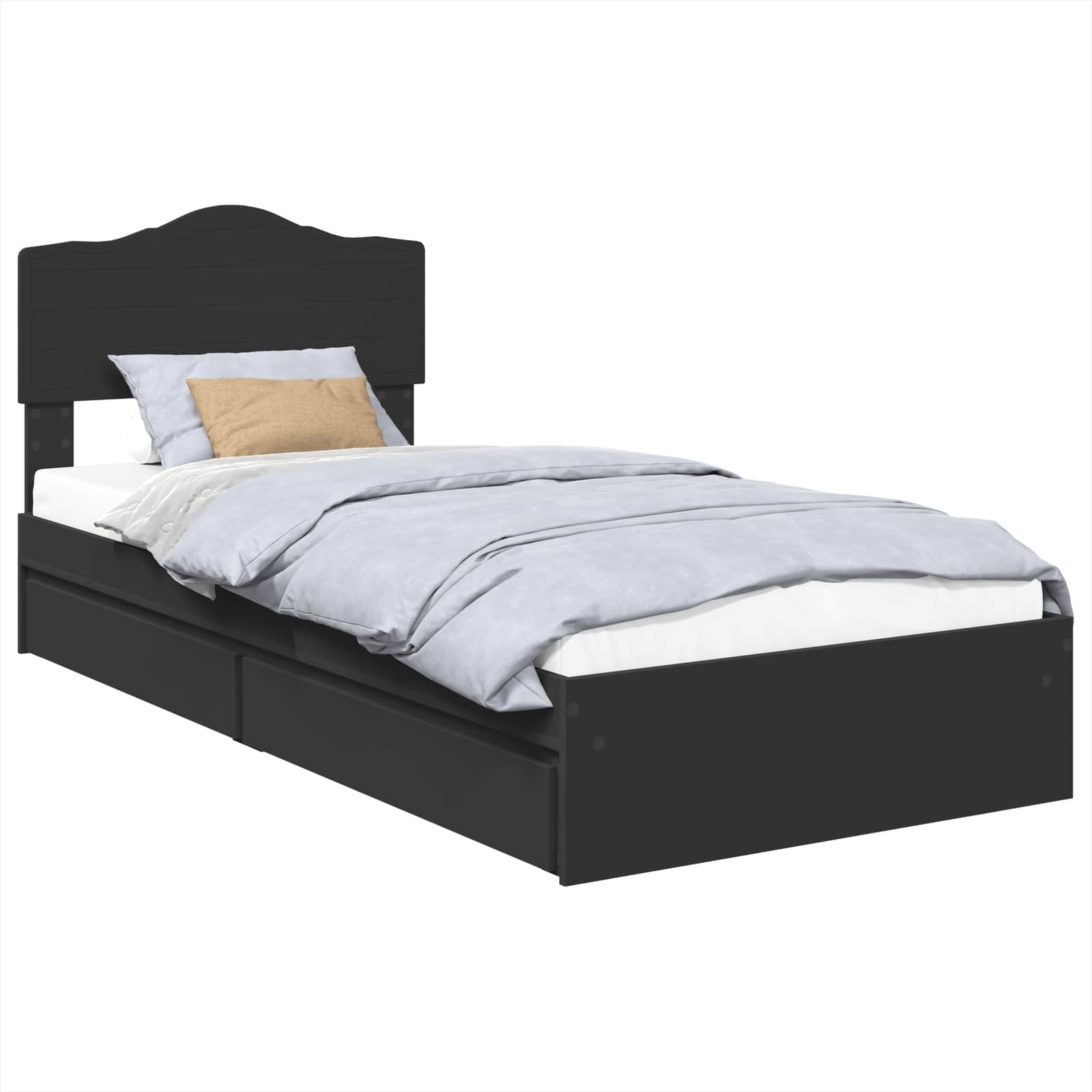 Letto con Contenitore Nero 70 x 190 cm Legno multistrato | homemem39
