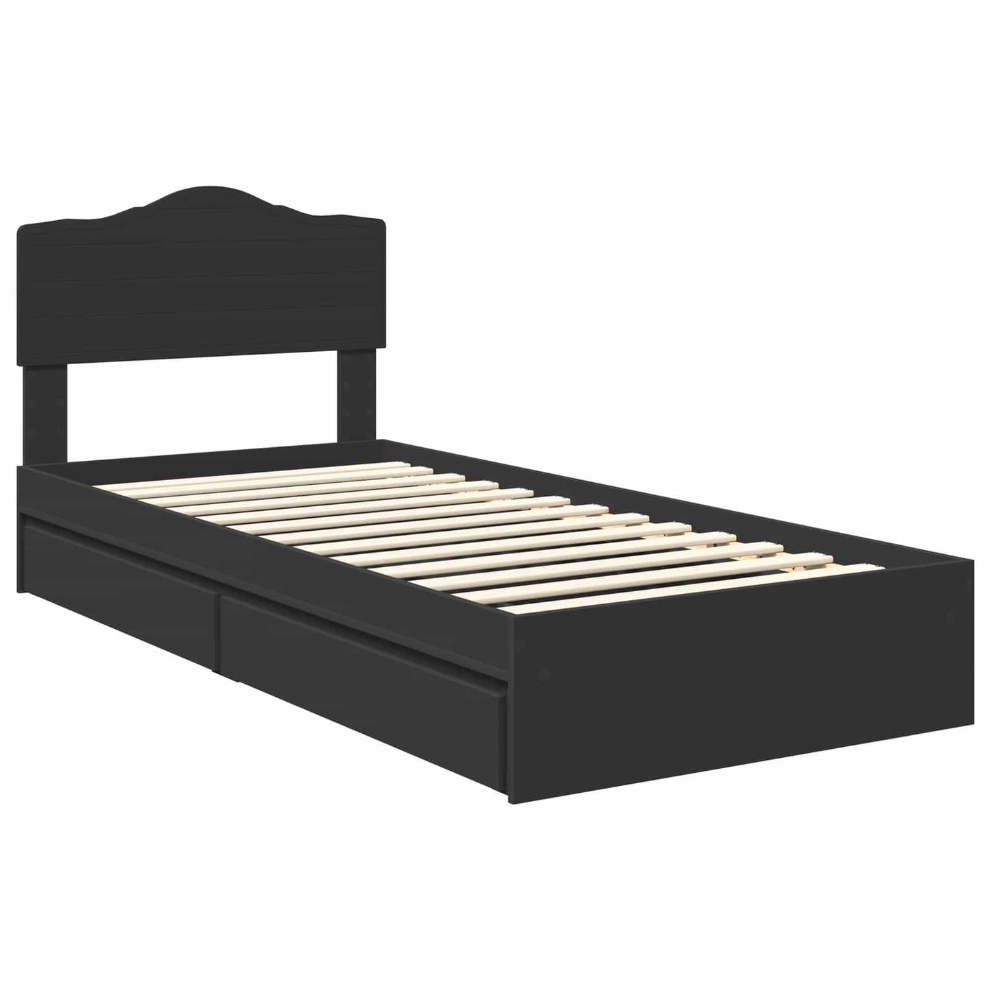 Letto con Contenitore Nero 70 x 190 cm Legno multistrato | homemem39