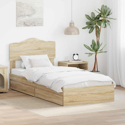 Letto con Contenitore con testiera Rovere Sonoma 70 x 190 cm | homemem39
