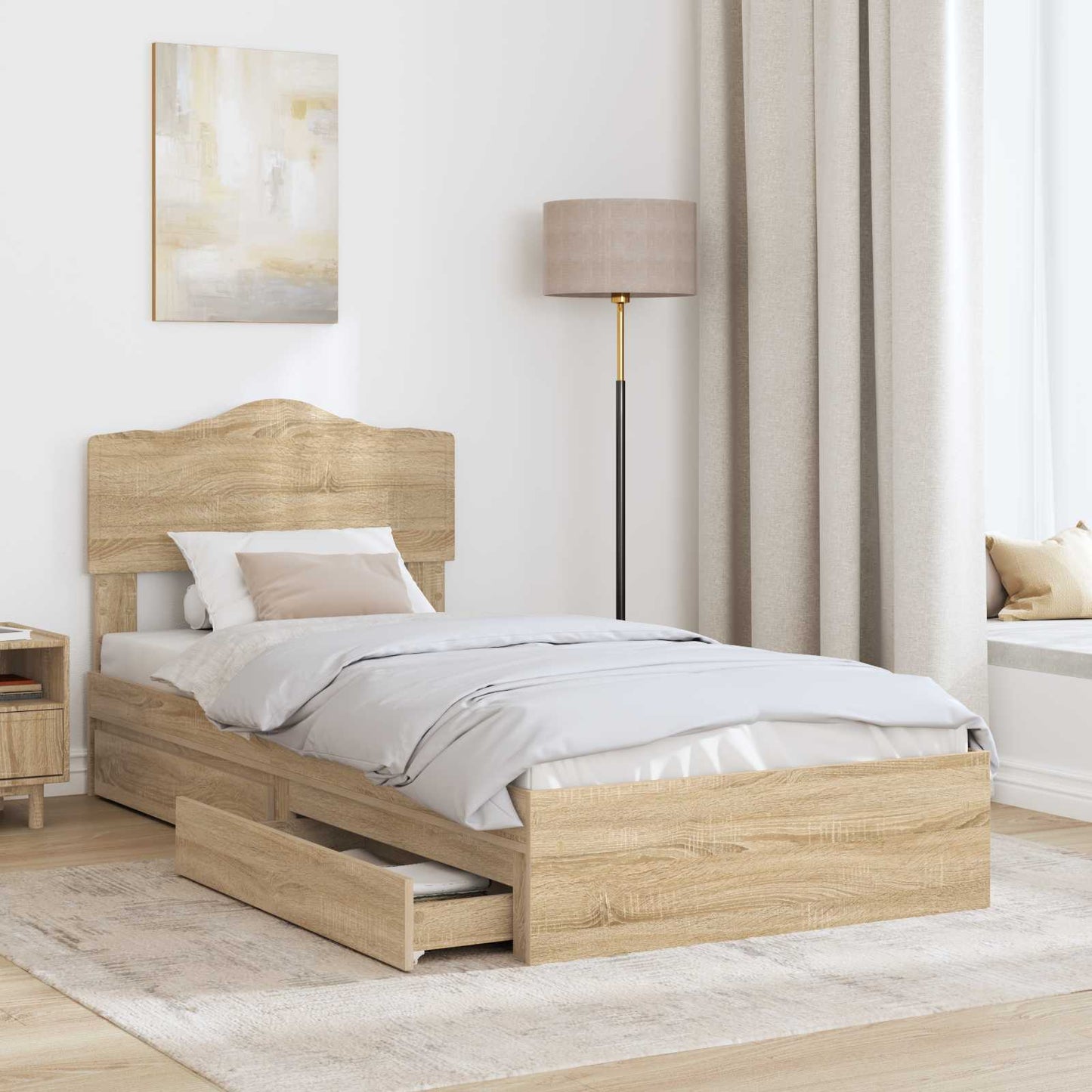 Letto con Contenitore con testiera Rovere Sonoma 70 x 190 cm | homemem39