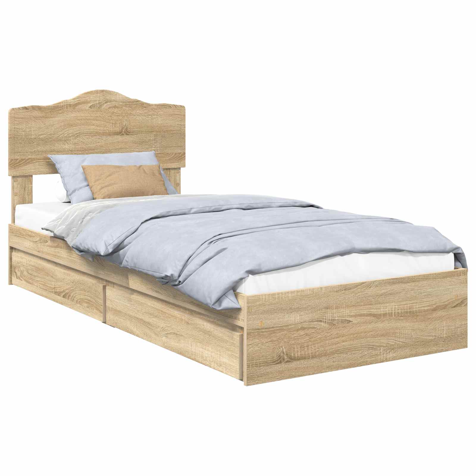 Letto con Contenitore con testiera Rovere Sonoma 70 x 190 cm | homemem39