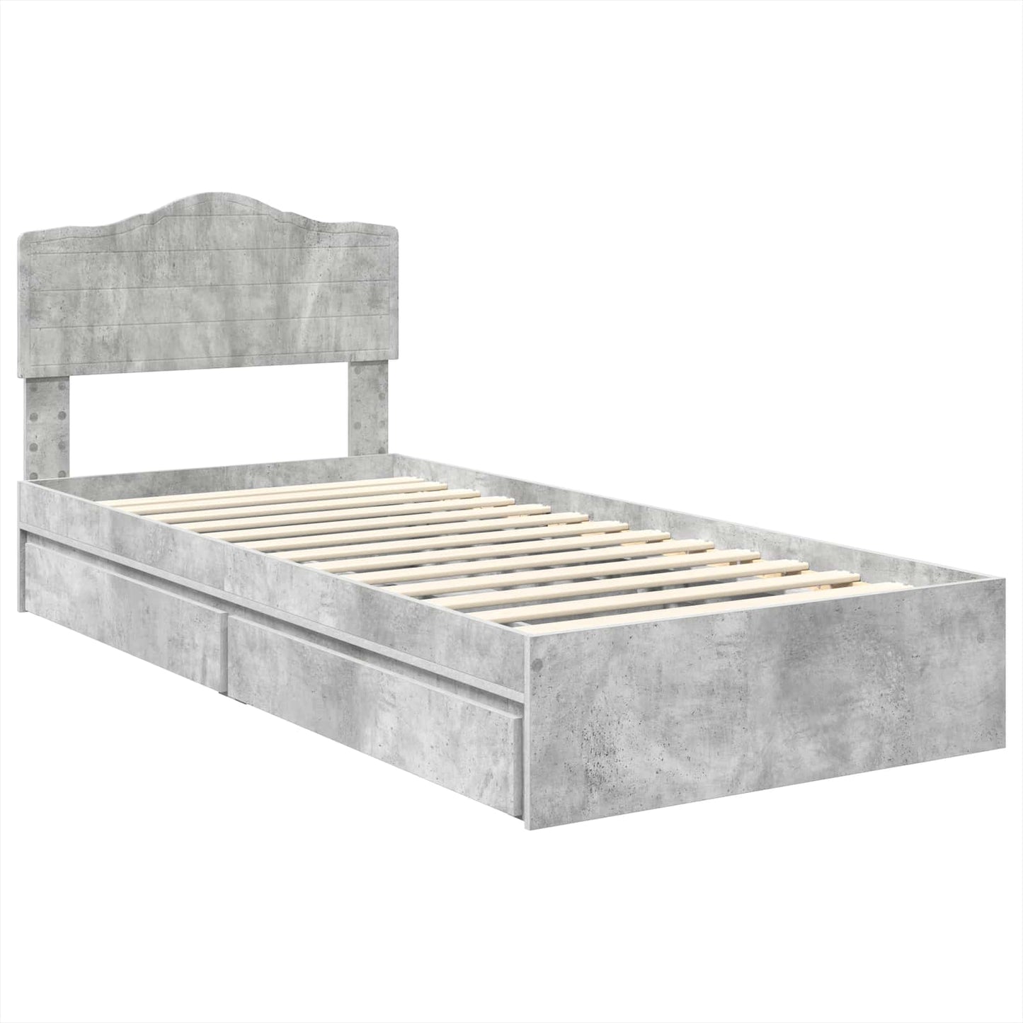 Letto con Contenitore con testiera Grigio cemento 70 x 190 cm | homemem39