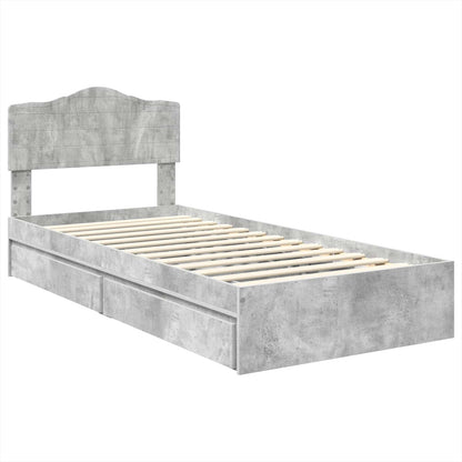 Letto con Contenitore con testiera Grigio cemento 70 x 190 cm | homemem39