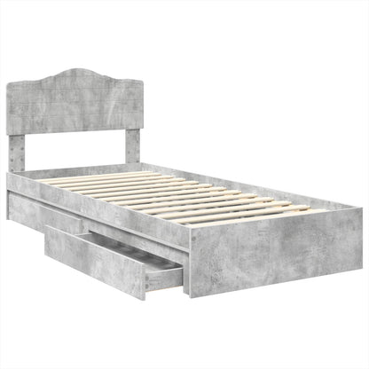 Letto con Contenitore con testiera Grigio cemento 70 x 190 cm | homemem39