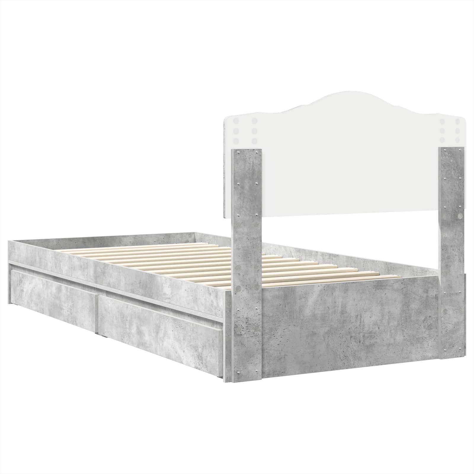 Letto con Contenitore con testiera Grigio cemento 70 x 190 cm | homemem39