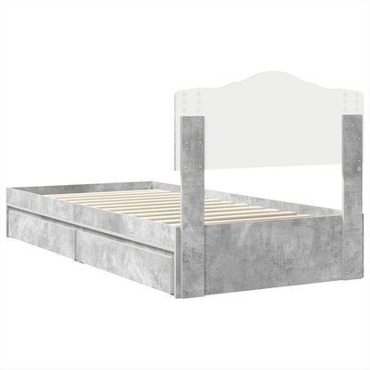 Letto con Contenitore con testiera Grigio cemento 70 x 190 cm | homemem39