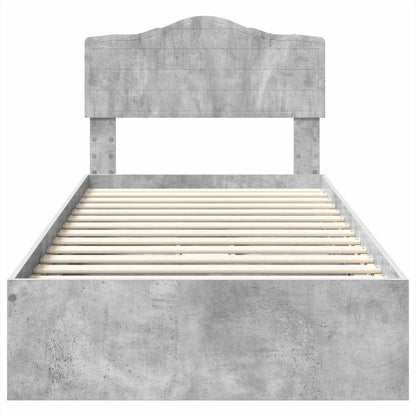 Letto con Contenitore con testiera Grigio cemento 70 x 190 cm | homemem39