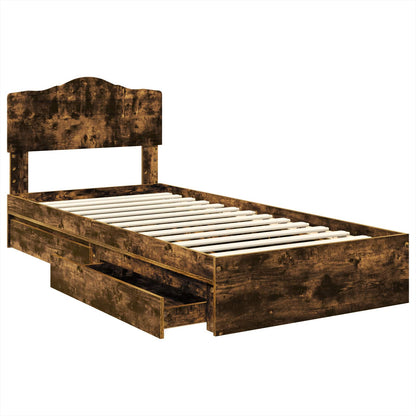 Letto con Contenitore Rovere fumé 70 x 190 cm Legno multistrato | homemem39