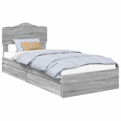 Letto con Contenitore con testiera Grigio Sonoma 70 x 190 cm | homemem39