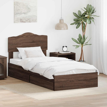 Letto con Contenitore con testiera Rovere Marrone 70 x 190 cm | homemem39