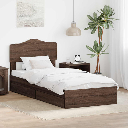 Letto con Contenitore con testiera Rovere Marrone 70 x 190 cm | homemem39