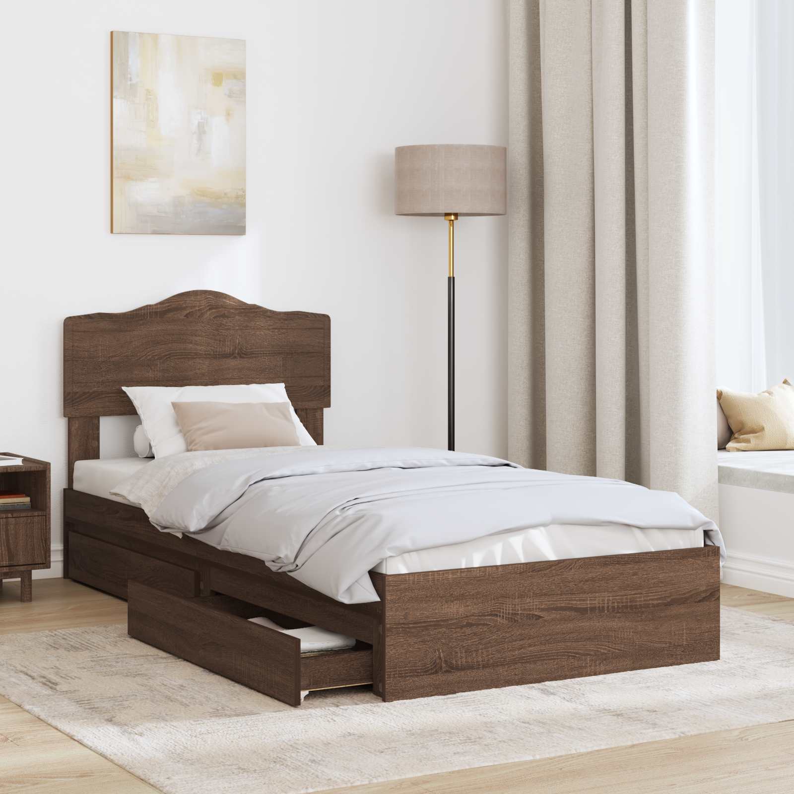 Letto con Contenitore con testiera Rovere Marrone 70 x 190 cm | homemem39