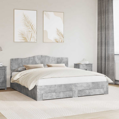 Struttura del letto con testiera Grigio cemento 200 x 200 cm | homemem39