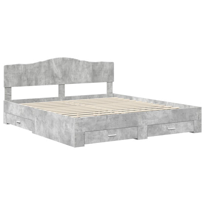 Struttura del letto con testiera Grigio cemento 200 x 200 cm | homemem39