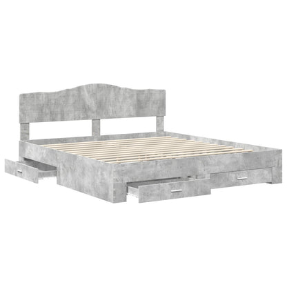Struttura del letto con testiera Grigio cemento 200 x 200 cm | homemem39