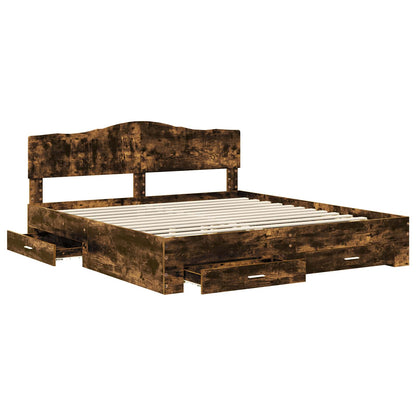 Struttura del letto Rovere fumé 200 x 200 cm Legno multistrato | homemem39