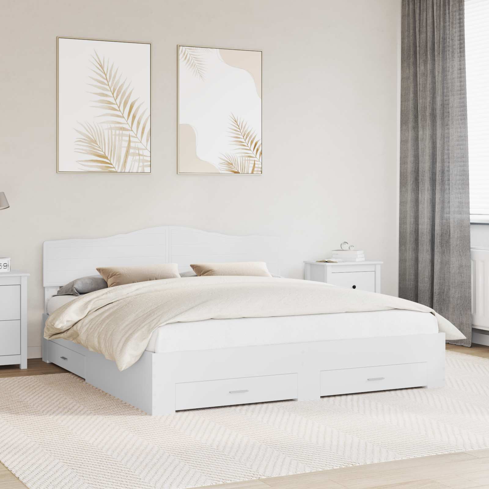 Struttura del letto Bianco 180 x 200 cm Legno multistrato | homemem39