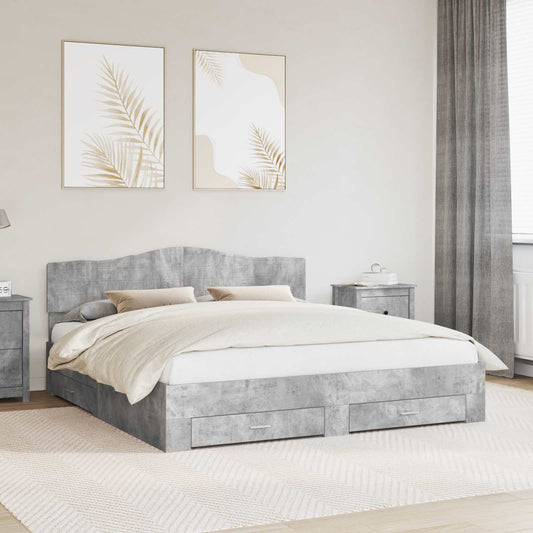 Struttura del letto con testiera Grigio cemento 180 x 200 cm | homemem39