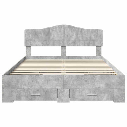 Struttura del letto con testiera Grigio cemento 160 x 200 cm | homemem39