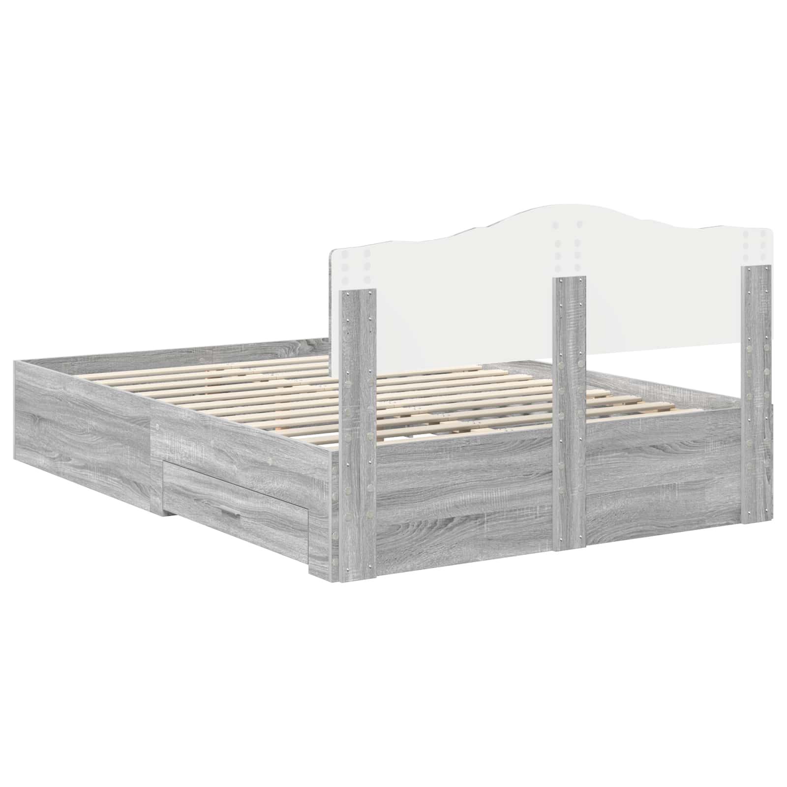 Struttura del letto con testiera Grigio Sonoma 160 x 200 cm | homemem39