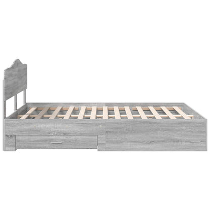 Struttura del letto con testiera Grigio Sonoma 160 x 200 cm | homemem39