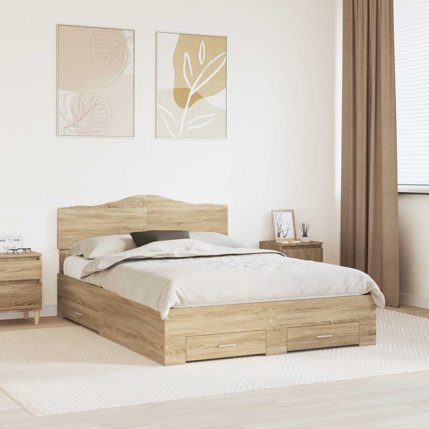 Struttura del letto con testiera Rovere Sonoma 150 x 200 cm