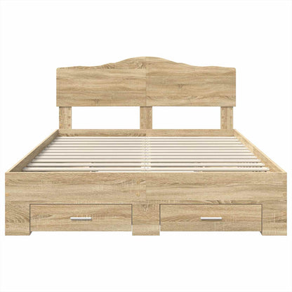 Struttura del letto con testiera Rovere Sonoma 150 x 200 cm | homemem39