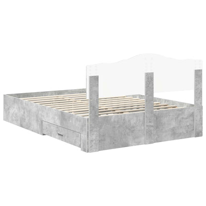 Struttura del letto con testiera Grigio cemento 140 x 200 cm | homemem39