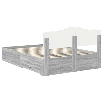 Struttura del letto con testiera Grigio Sonoma 140 x 200 cm | homemem39