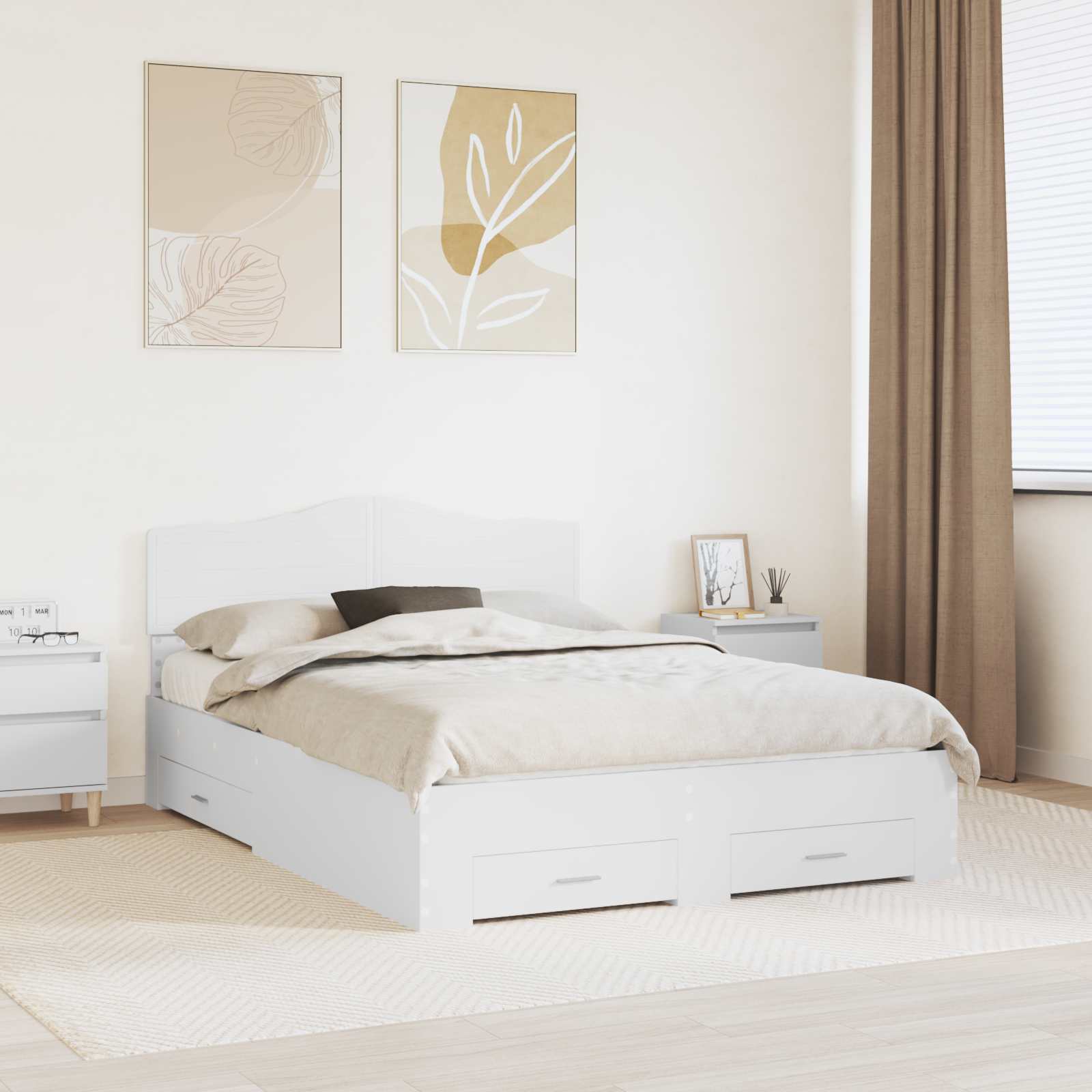Struttura del letto Bianco 140 x 190 cm Legno multistrato | homemem39