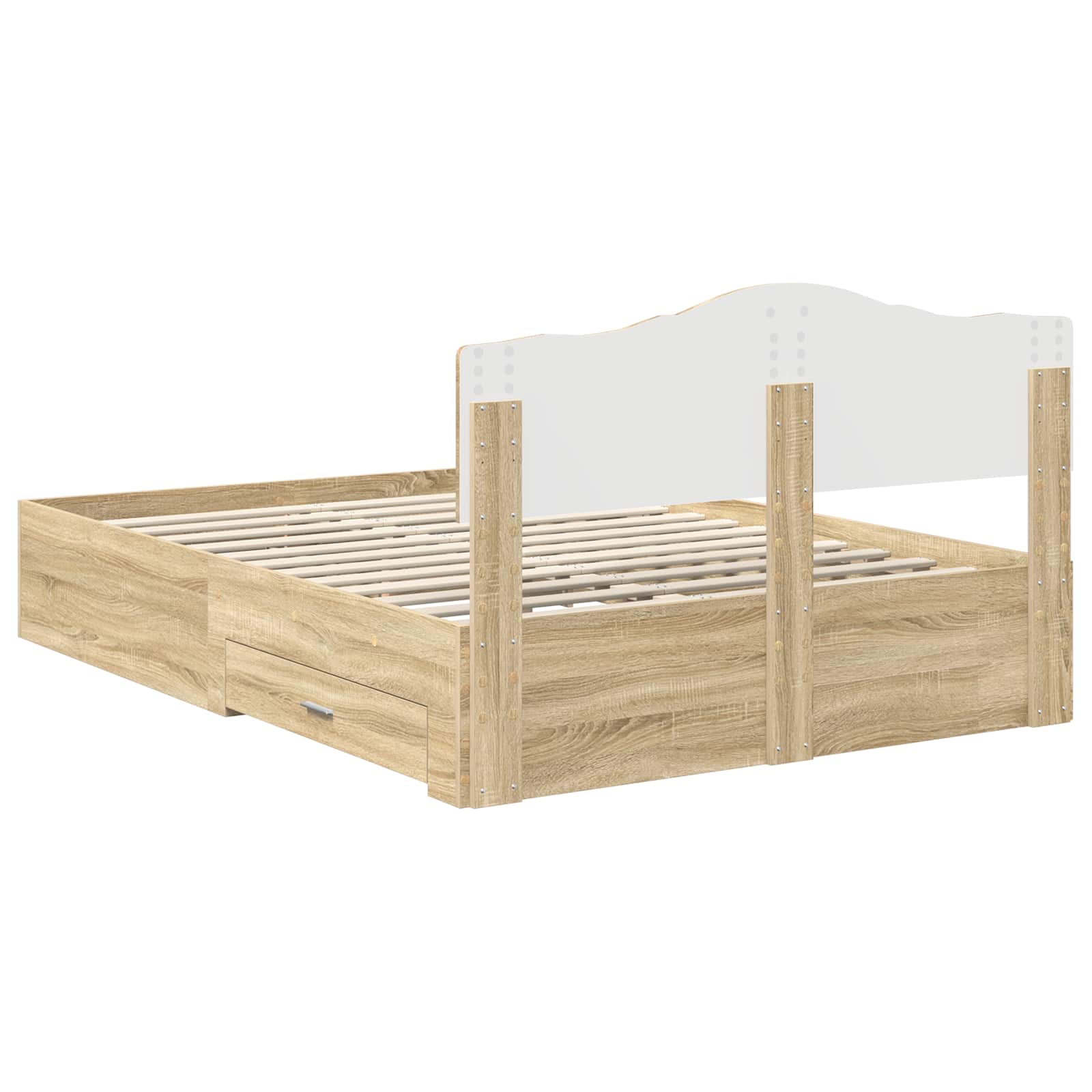 Struttura del letto con testiera Rovere Sonoma 140 x 190 cm | homemem39