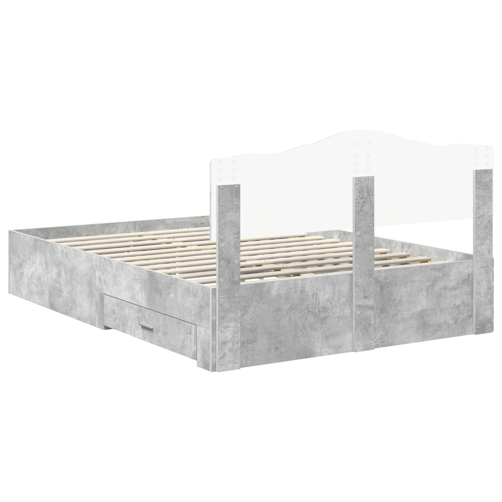Struttura del letto con testiera Grigio cemento 140 x 190 cm | homemem39