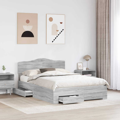 Struttura del letto con testiera Grigio Sonoma 140 x 190 cm | homemem39