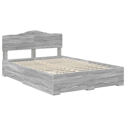 Struttura del letto con testiera Grigio Sonoma 140 x 190 cm | homemem39