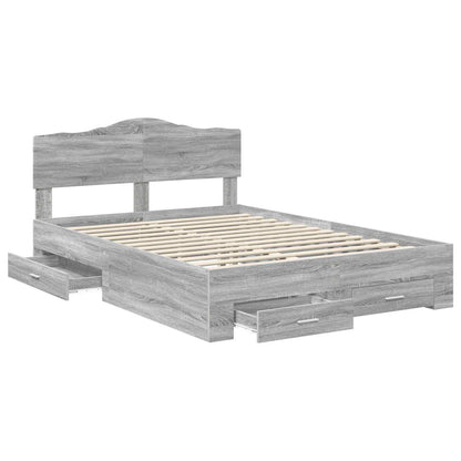 Struttura del letto con testiera Grigio Sonoma 140 x 190 cm | homemem39