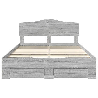 Struttura del letto con testiera Grigio Sonoma 140 x 190 cm | homemem39