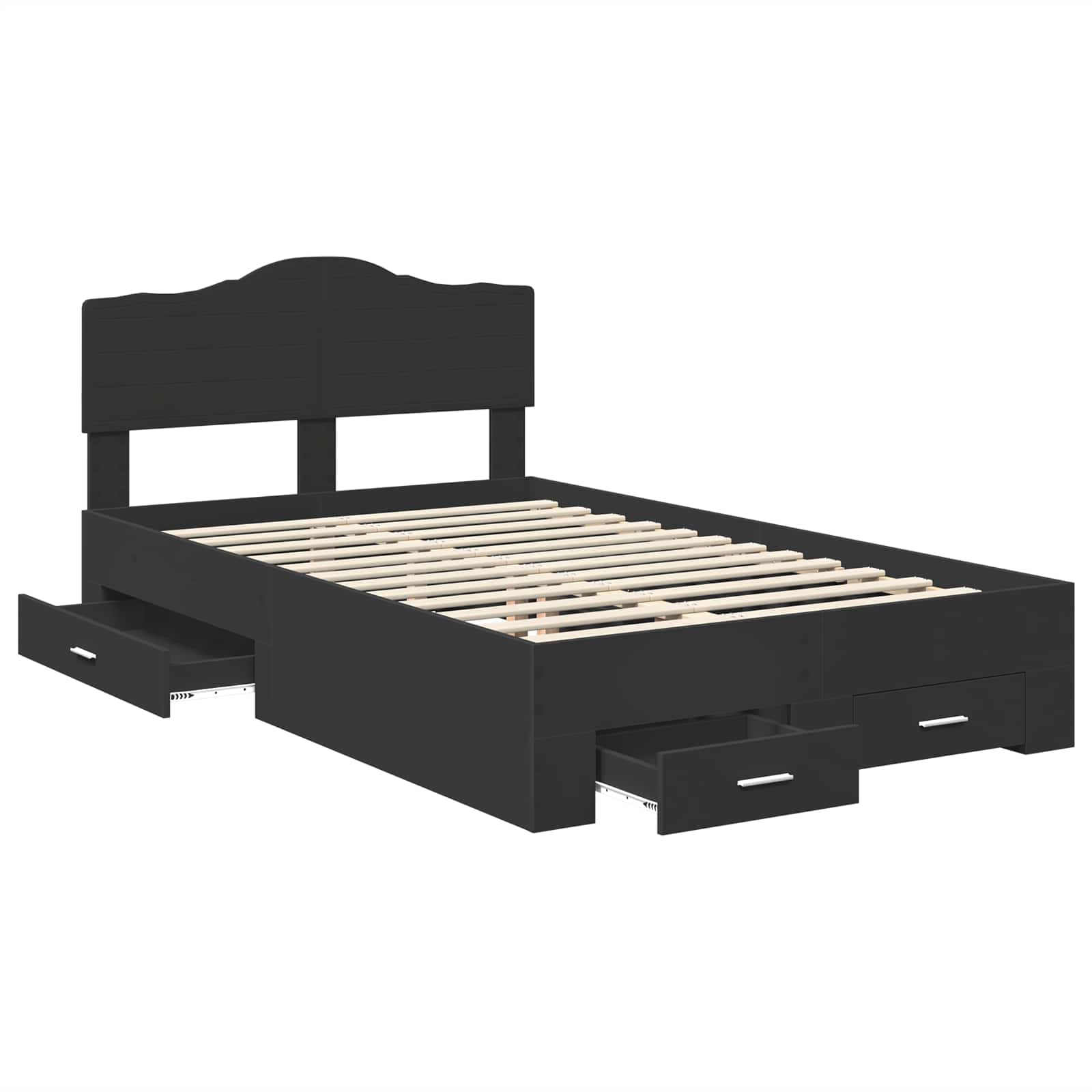 Struttura del letto Nero 135 x 190 cm Legno multistrato | homemem39