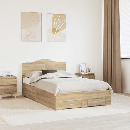 Struttura del letto con testiera Rovere Sonoma 135 x 190 cm | homemem39