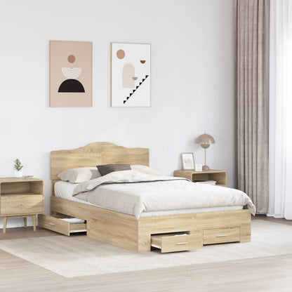 Struttura del letto con testiera Rovere Sonoma 135 x 190 cm | homemem39
