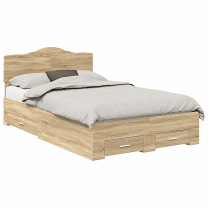Struttura del letto con testiera Rovere Sonoma 135 x 190 cm | homemem39