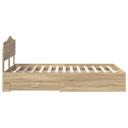 Struttura del letto con testiera Rovere Sonoma 135 x 190 cm | homemem39