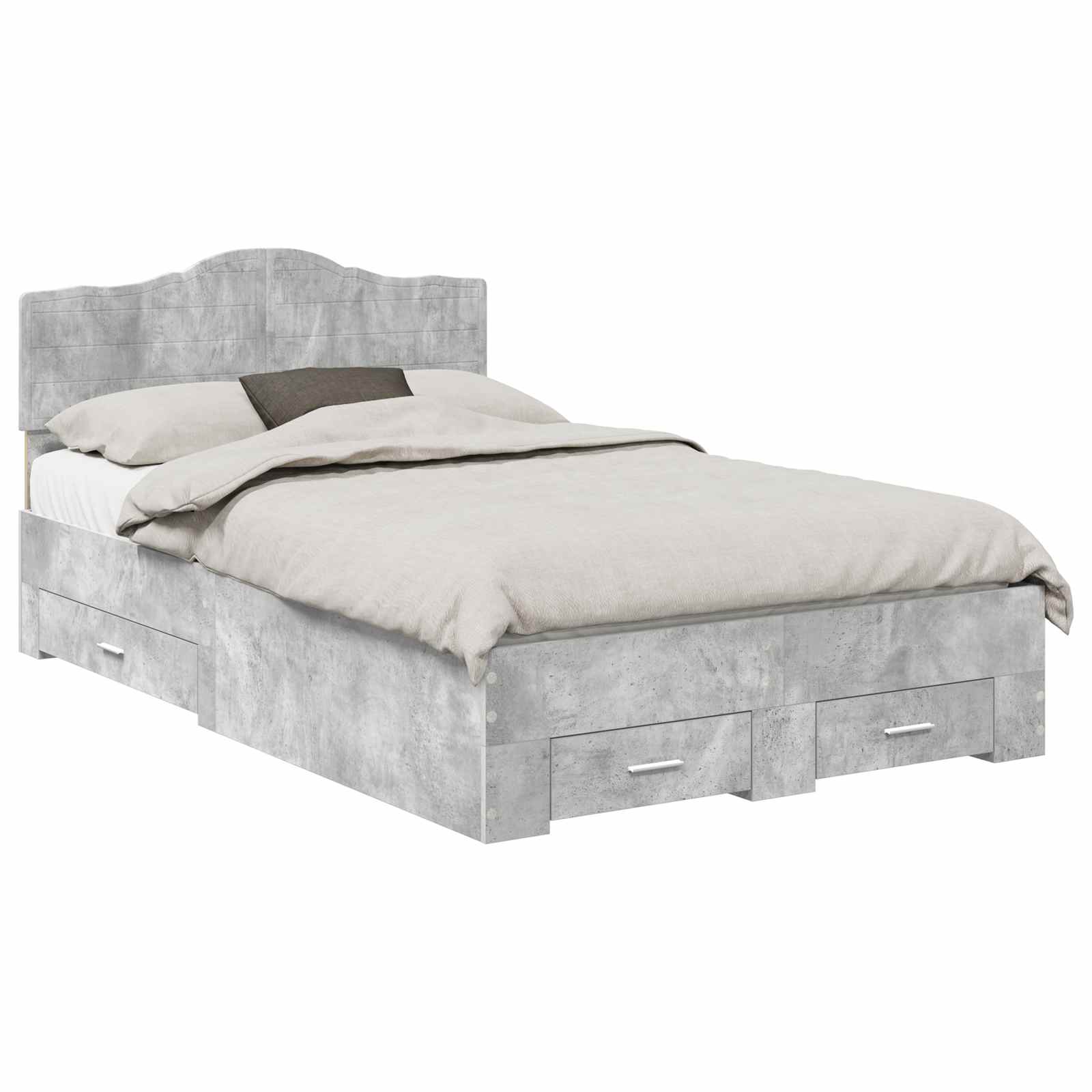 Struttura del letto con testiera Grigio cemento 135 x 190 cm | homemem39