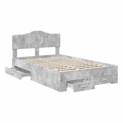 Struttura del letto con testiera Grigio cemento 135 x 190 cm | homemem39