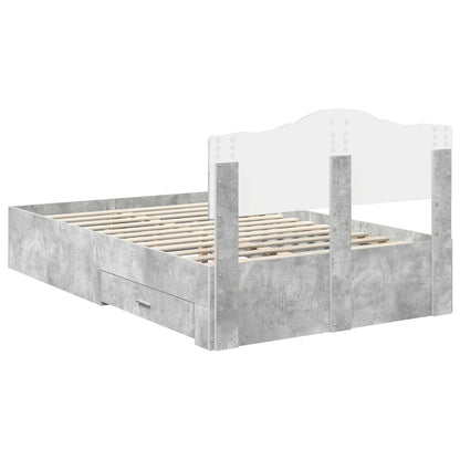 Struttura del letto con testiera Grigio cemento 135 x 190 cm | homemem39