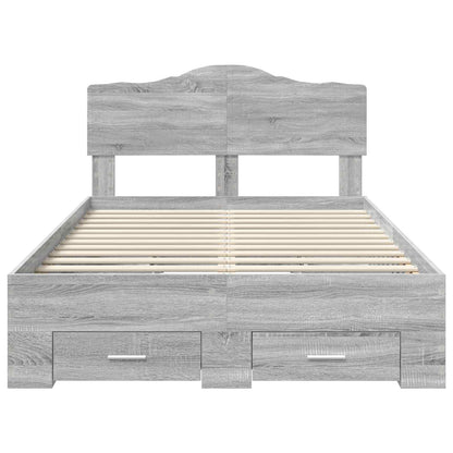 Struttura del letto con testiera Grigio Sonoma 135 x 190 cm | homemem39