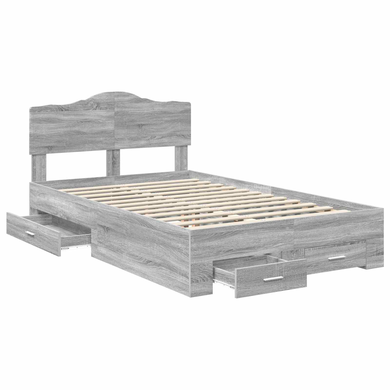 Struttura del letto con testiera Grigio Sonoma 120 x 200 cm | homemem39