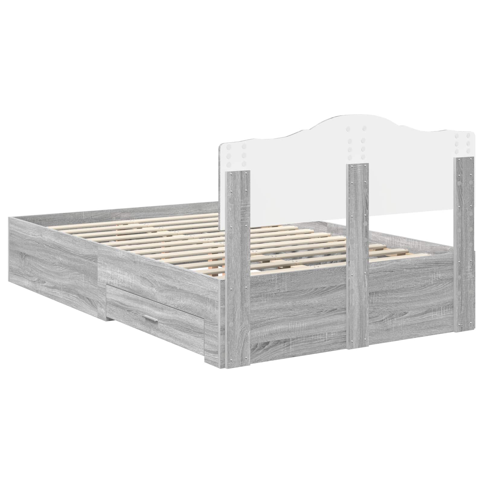 Struttura del letto con testiera Grigio Sonoma 120 x 200 cm | homemem39