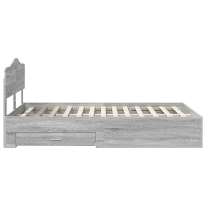Struttura del letto con testiera Grigio Sonoma 120 x 190 cm | homemem39