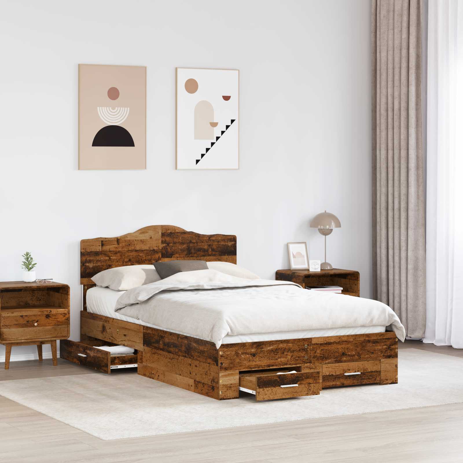 Struttura del letto con testiera Legno vecchio 120 x 190 cm | homemem39