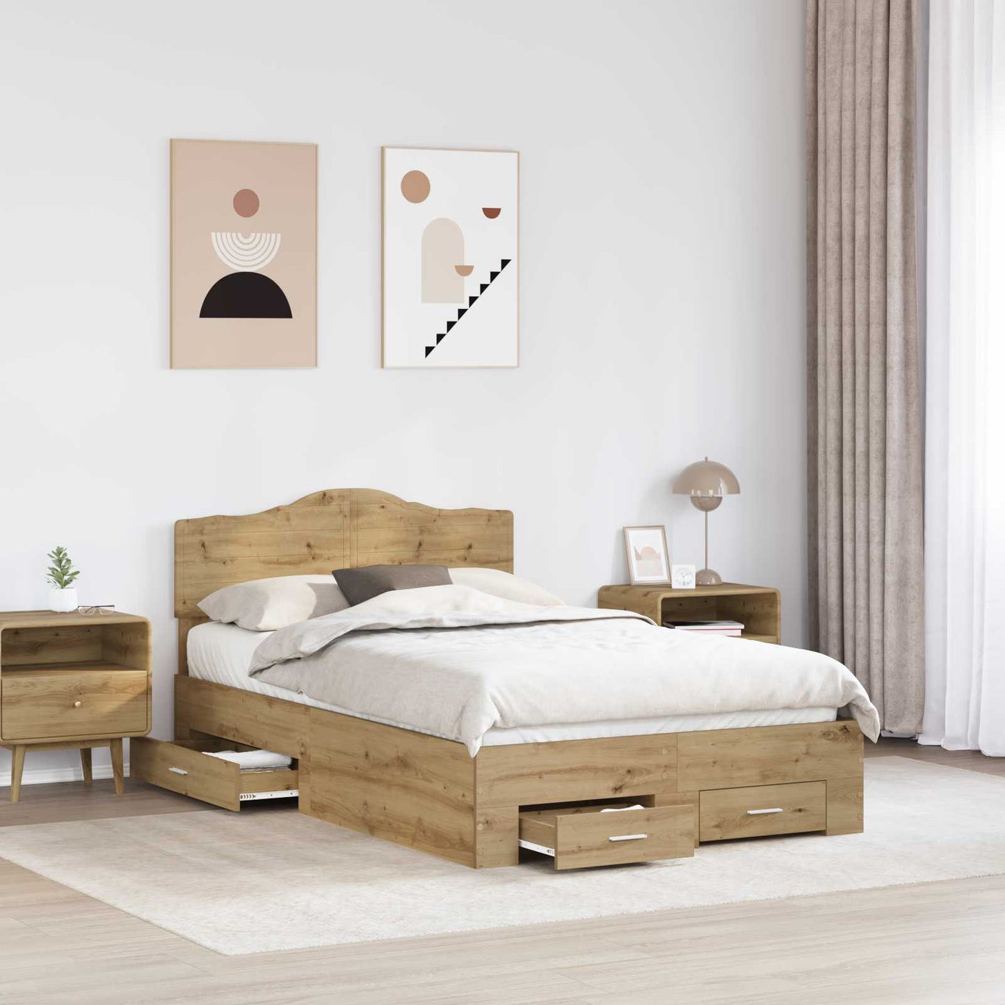 Struttura del letto Rovere artigianale 120 x 190 cm | homemem39